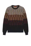 Missoni Zigzag Virgin Wool Crewneck Pullover In Brown