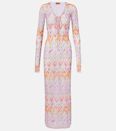 Missoni Chevron Tulle Beach Dress In Pink