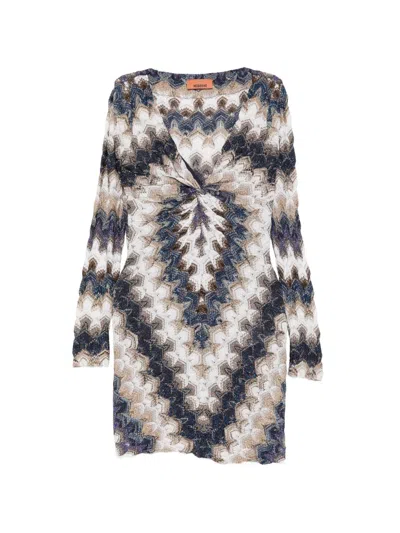 Missoni Chevron Twisted Dress In Multi