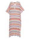 Missoni Long Caftan Cover-up With Micro Pixel-effect Zigzag Pattern In Multi