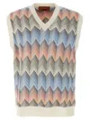 Missoni Zigzag Pattern Sleeveless V-neck Vest In Multi