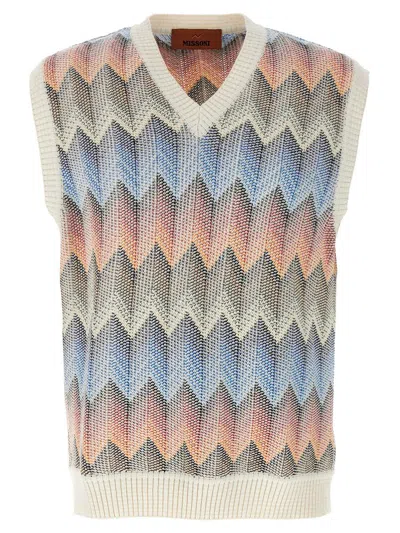 Missoni Zigzag Pattern Sleeveless V-neck Waistcoat In Multi