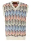 Missoni Zigzag Pattern Sleeveless V-neck Vest In Multicolor