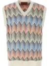 Missoni Zigzag Pattern Sleeveless V-neck Vest In Sm9kf Multicolor