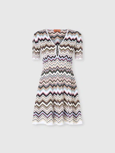 Missoni Chevron Viscose And Cotton Mini Dress In Multi