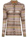 Missoni Chevron Pattern Blouse In Cotton And Viscose Blend In Pink