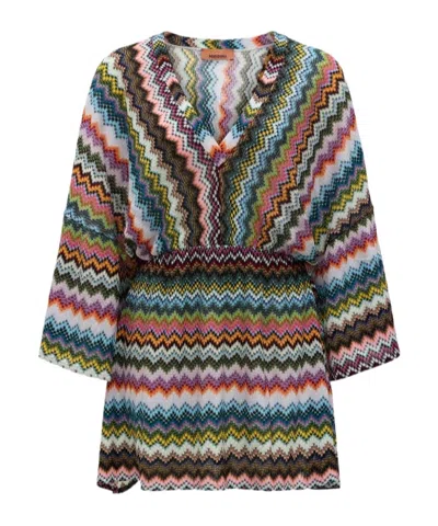Missoni Chevron V-neck Dress In Multi