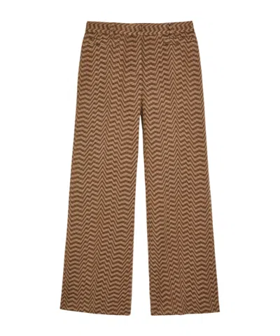 Missoni Chevron Wide-leg Wool-blend Trousers In Transparent