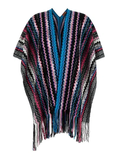 Missoni Chevron Woven Fringed Edge Cape In Multi
