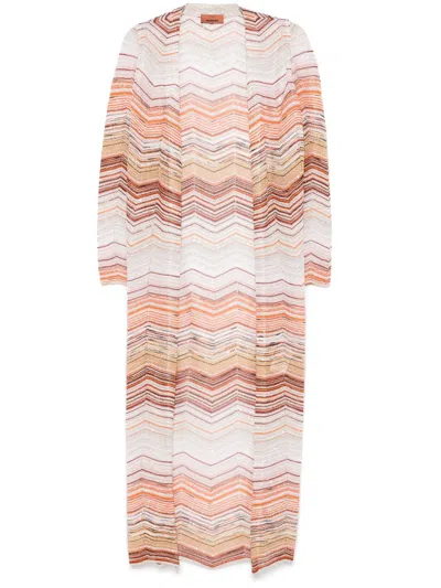 Missoni Chevron-woven Lurex Cardi-coat In Neutrals