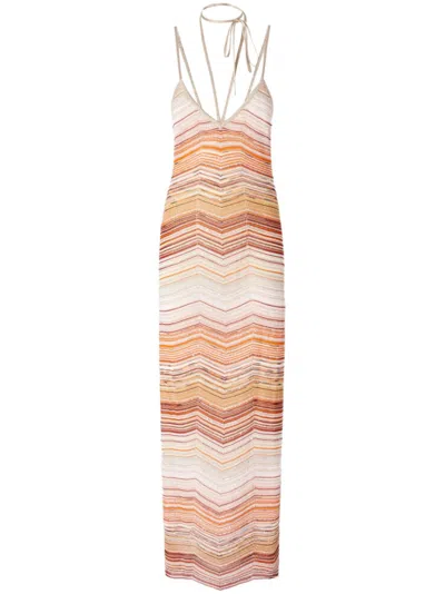 Missoni Chevron-woven Maxi Dress In Neutrals