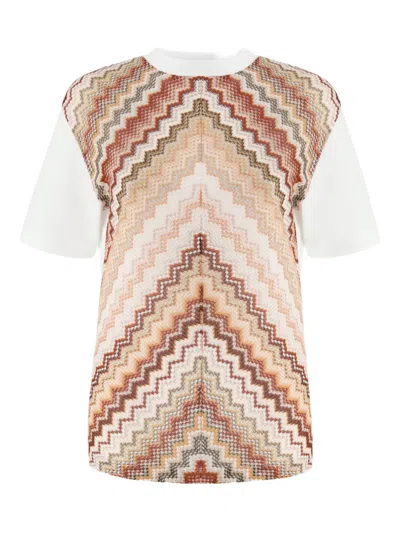 Missoni Chevron-woven T-shirt In Brown