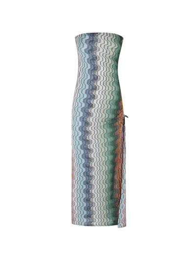 Missoni Chevron-knit Drawstring Maxi Dress In Multi