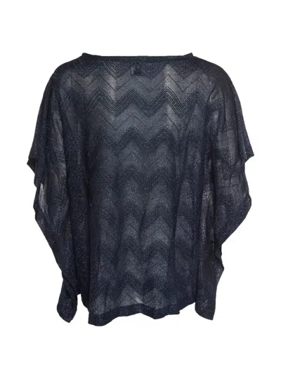 Pre-owned Missoni Chevron-knit Kaftan In Blue