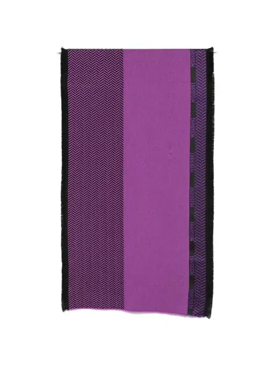 Missoni Chevron-knit Logo-print Scarf In White