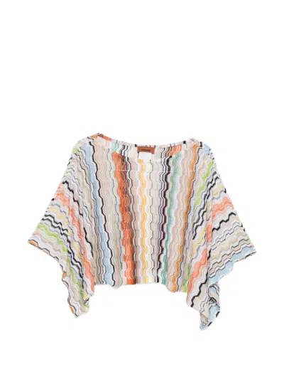 Missoni Chevron-knit Long-sleeve Top In Multi