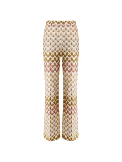 Missoni Chevron-knit Wide-leg Trousers In Neutral