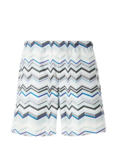 Missoni Chevron-pattern Drawstring Shorts In Blue