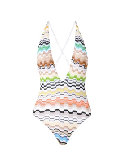 Missoni Chevron-pattern Swimsuit In Neutral