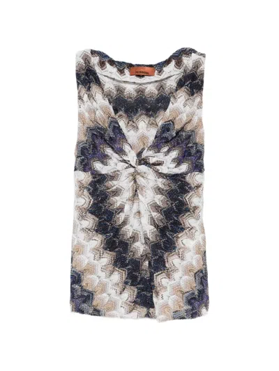 Missoni Chevron-pattern Twist-detail Top In Blue