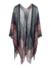 Missoni Chevron-patterned Viscose Knit Cape In Blue