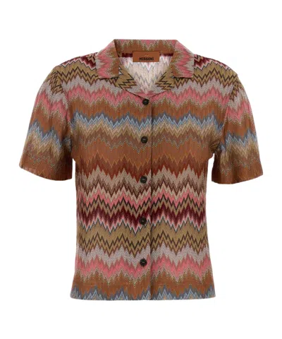 Missoni Chevron-patternerd Shirt In Brown
