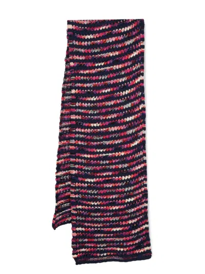 MISSONI CHUNKY-KNIT WOOL SCARF IN NAVY BLUE/MULTICOLOUR