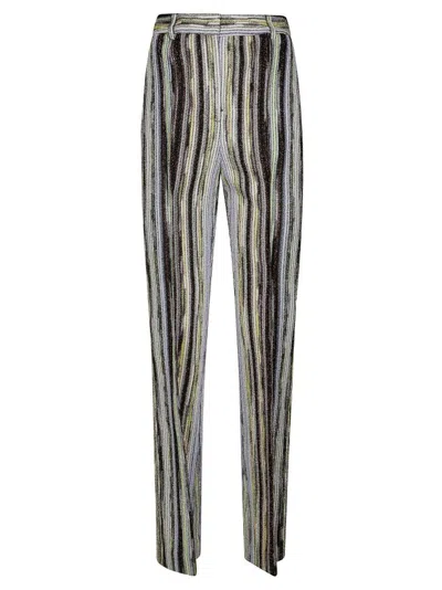 Missoni Striped Pattern Straight Leg Trousers With Belt Loops In Multi