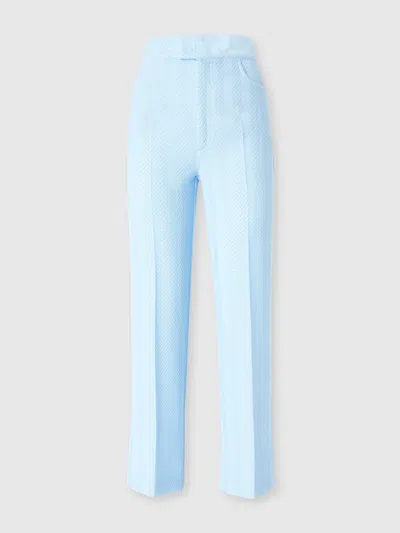 Missoni Classic Trousers In Cotton And Zigzag Viscose With Cropped Hem In Light Blue