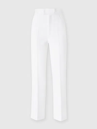 Missoni Classic Trousers In Cotton And Zigzag Viscose With Cropped Hem In White