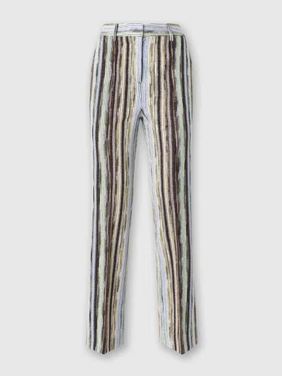 Missoni Klassische Hose Aus Gestreifter Lamé-slub-viskose Mit Verkürztem Saum In Multicoloured