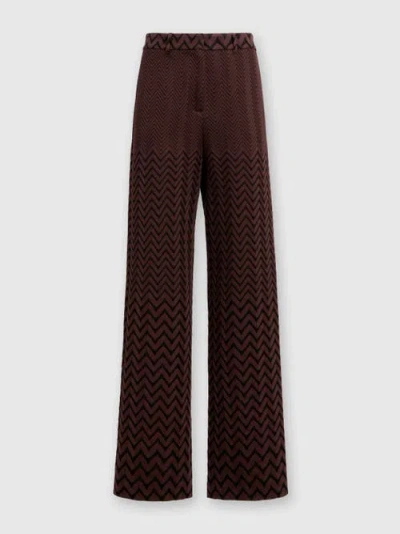 Missoni Classic Zigzag Cotton And Viscose Trousers In Brown
