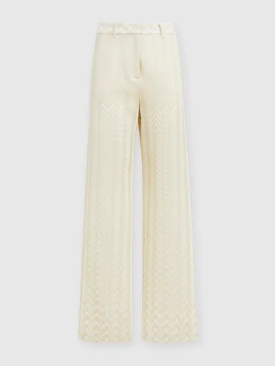 Missoni Classic Zigzag Cotton And Viscose Trousers In Grey