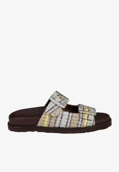 Missoni Clea Striped Woven Sandals In Brown