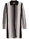 Missoni Mid-thigh Striped Coat With Textured Finish In Black