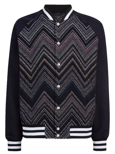 Missoni Panelled-design Bomber Jacket In Blue