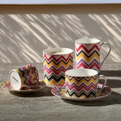 Missoni Coffee Cup & Saucer Marrakech Luxury Box Set 6 Pcs.  Diam. 2.3", H 2.5", Cap. 4 Oz, Saucer D In Multicolor