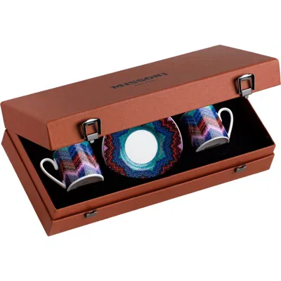 Missoni Coffee Cup & Saucer Set Of 2 In Luxury Box In Multi