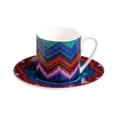 Missoni Coffee Cup & Saucer  Starlight Set Of  In Luxury Box 2.3", H 2.5", Cap. 4 Oz, Saucer Diam. 4 In Multi