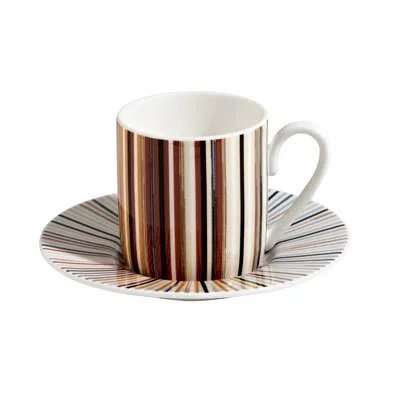Missoni Coffee Cup & Saucer Stripes Set Of 2 In Luxury Box Jenkins 148 Diam. 2.3in, H 2.5in, Cap. 4
