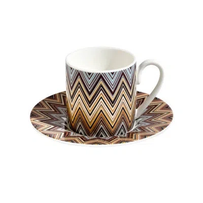 Missoni Coffee Cup & Saucer Zig Zag Set Of 2 In Luxury Box Jarris 148 Diam. 2.3in, H 2.5in, Cap. 4 O