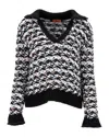 Missoni Collared Sweater In Black Wool In Multi