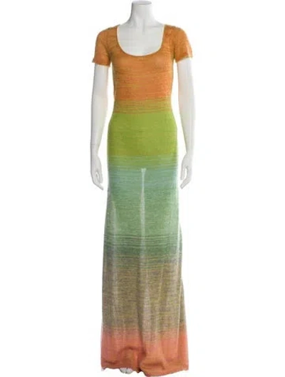 Pre-owned Missoni Colorblock Pattern Long Dress In Orange