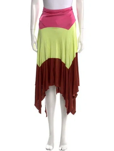 Pre-owned Missoni Colorblock Pattern Midi Length Skirt In Brown