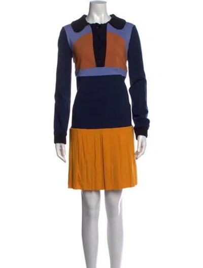 Pre-owned Missoni Colorblock Pattern Mini Dress In Blue