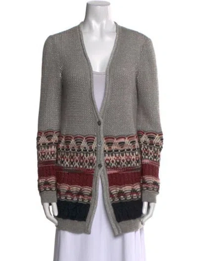 Pre-owned Missoni Colorblock Pattern Open Front Sweater In Gray