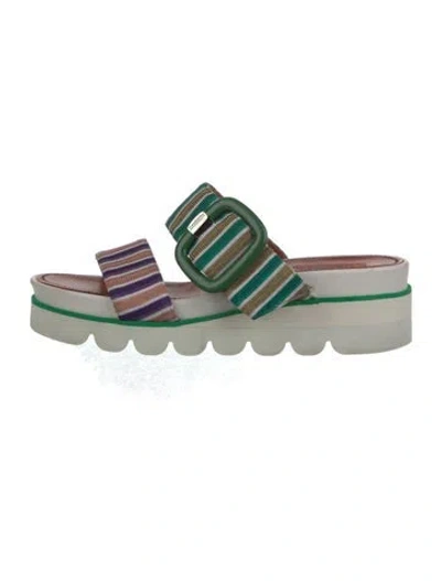 Pre-owned Missoni Colorblock Pattern Slides In Silver