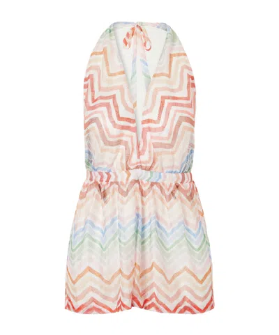 Missoni Striped Crochet-knit Playsuit In Multi