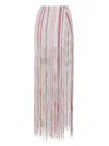 MISSONI COLORFUL CROCHET KNIT STRIPED SKIRT WITH FRINGE DETAILING AND BUTTON FASTENING
