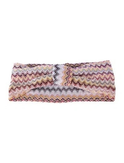 Pre-owned Missoni Colorful Knit Headband In Pink/white
